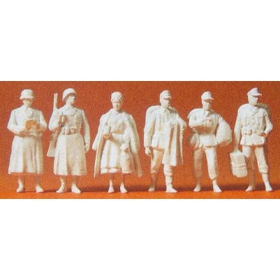 Preiser 1/72 Unpainted German Reich Soldiers (5) & Nurse 1939-45 (Kit)