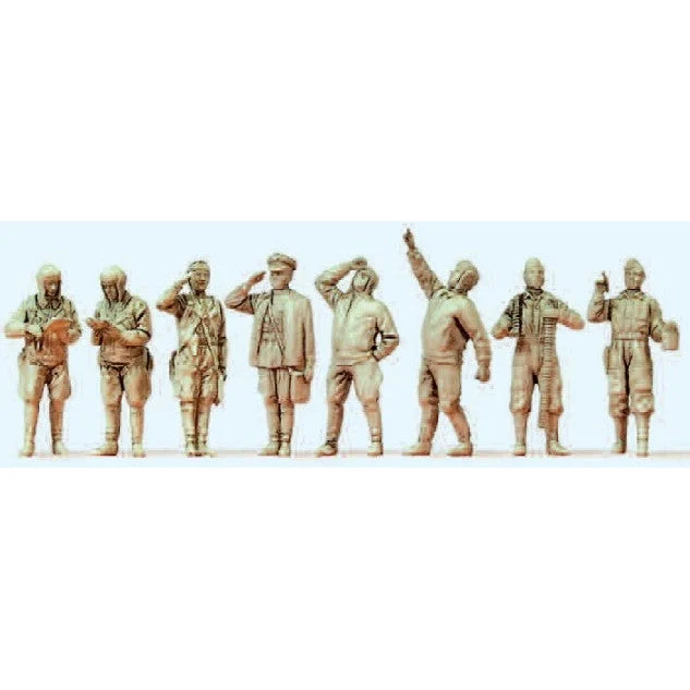 Preiser 1/72 Unpainted Russian Pilots & Ground Crew Standing (8) (Kit)
