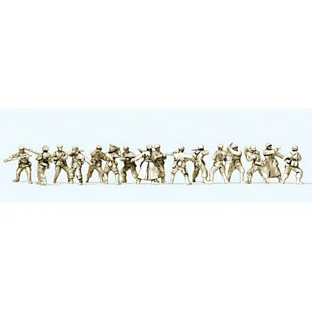 Preiser 1/72 Unpainted Russian & German Reich Soldiers close Combat Winter Dress 1943-45 (16) (Kit)