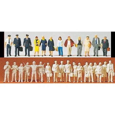 Preiser 1/144 Unpainted Commercial Airline Personnel & Travelers (18)
