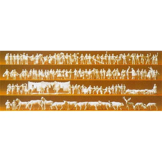 Preiser N Unpainted Railway Personnel, Workers, Animals, etc. (120) (Kit)