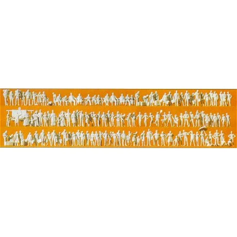 Preiser N Unpainted Pedestrians Standing & Sitting (125) (Kit)