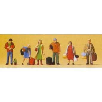 Preiser N Passengers w/Luggage Waiting (6)