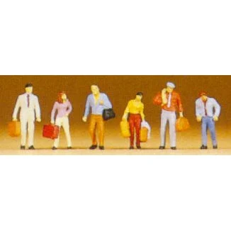 Preiser N Passengers w/Luggage Walking (6)