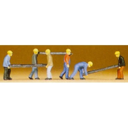 Preiser N Railroad Workers Carrying Railroad Ties (6)