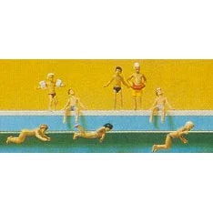 Preiser N Children Swimming, Standing & Sitting at Pool (8)