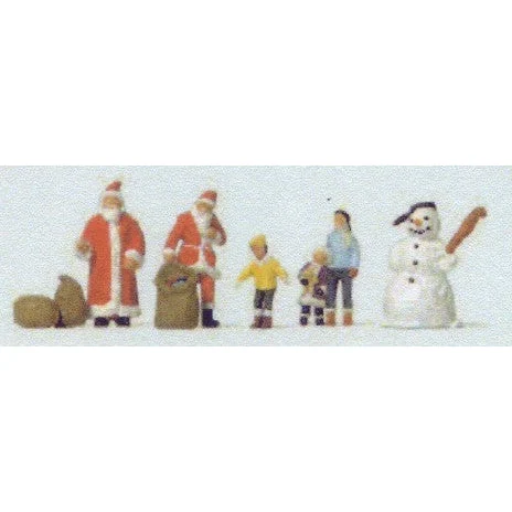 Preiser N Santa (2), Children (3) & Snowman
