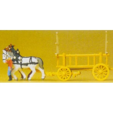Preiser N Horse Drawn Hay Wagon w/Woman Walking