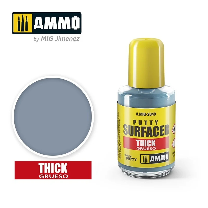 Ammo Mig Thick Putty Surfacer 30ml Jar with Brush - Ammo Mig Jimenez