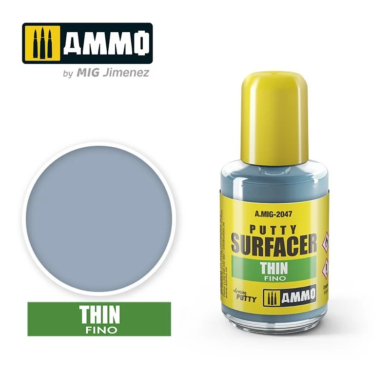 Ammo Mig Thin Putty Surfacer 30ml Jar with Brush - Ammo Mig Jimenez