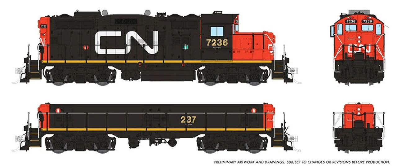 Rapido HO Canadian National #7236 & #237 GP9RM Mother + Slug w/ DCC and Sound