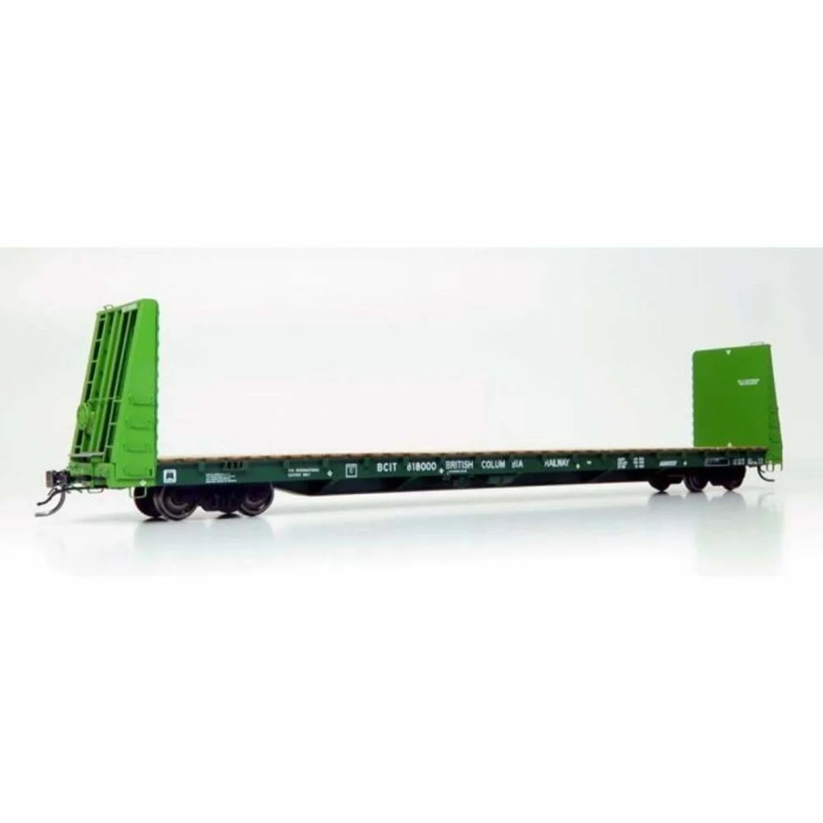 Rapido HO BCIT Green Int'l Scheme Marine Industries Bulkhead Flatcar (6) - 147006