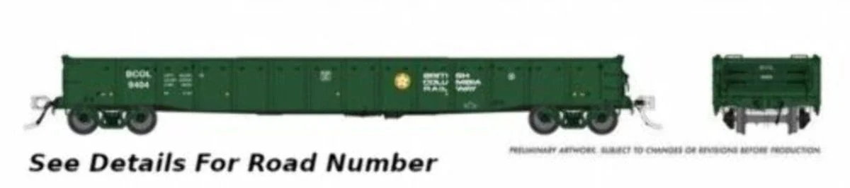 Rapido HO Scale BC Rail 52' 6" Mill Gondola (6) - 50047