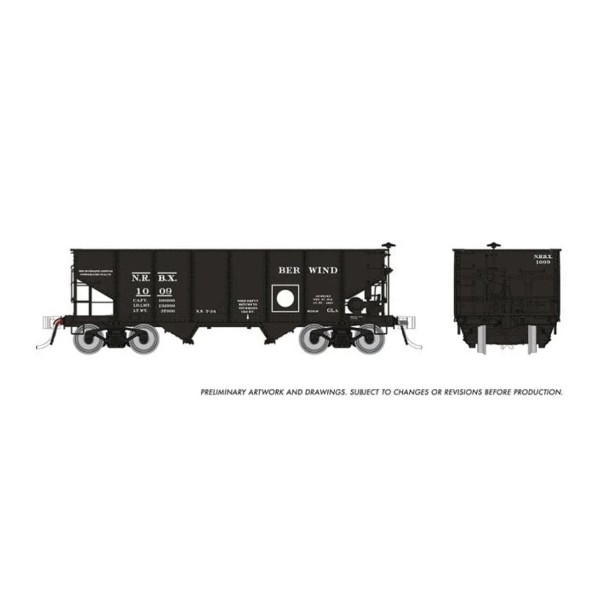 Rapido HO Scale Berwind NRBX PRR GLa 2-Bay Hopper (6 Pack) - 148014