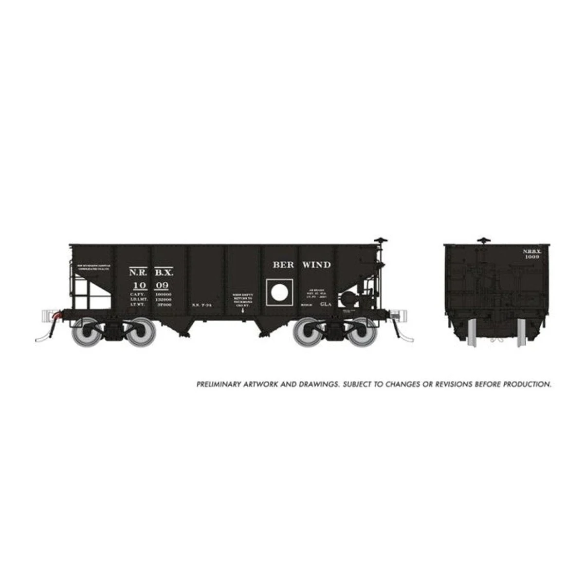 Rapido HO Scale Berwind NRBX PRR GLa 2-Bay Hopper Single Car - 148014A