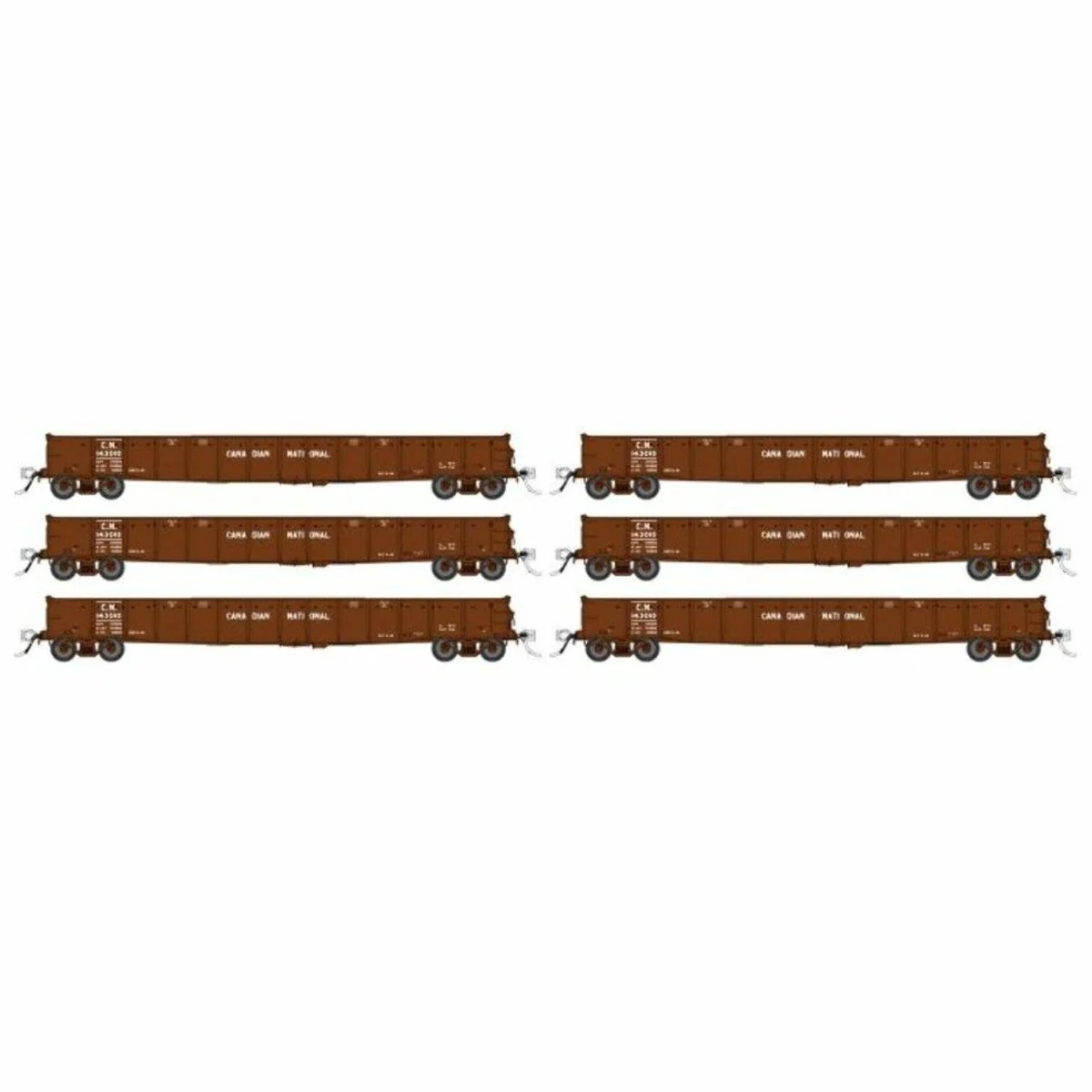 Rapido HO Scale Canadian National 52' 6" Canadian Mill Gondola (6) - 50048