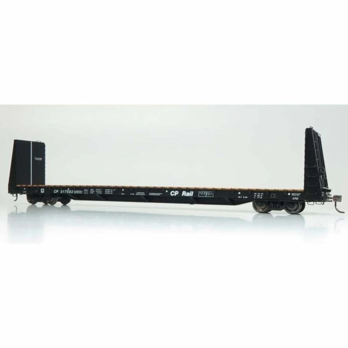 Rapido HO Scale Canadian Pacific Rail Black Marine Industries Bulkhead Flatcar (6) - 147002