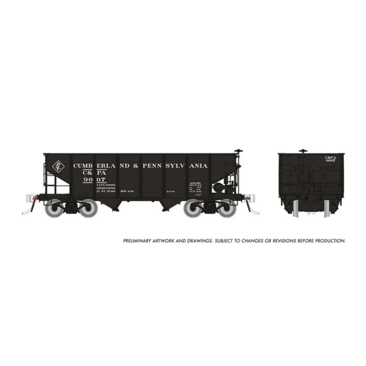 Rapido HO Scale Cumberland & Pennsylvania PRR GLa 2-Bay Hopper Single - 148015A