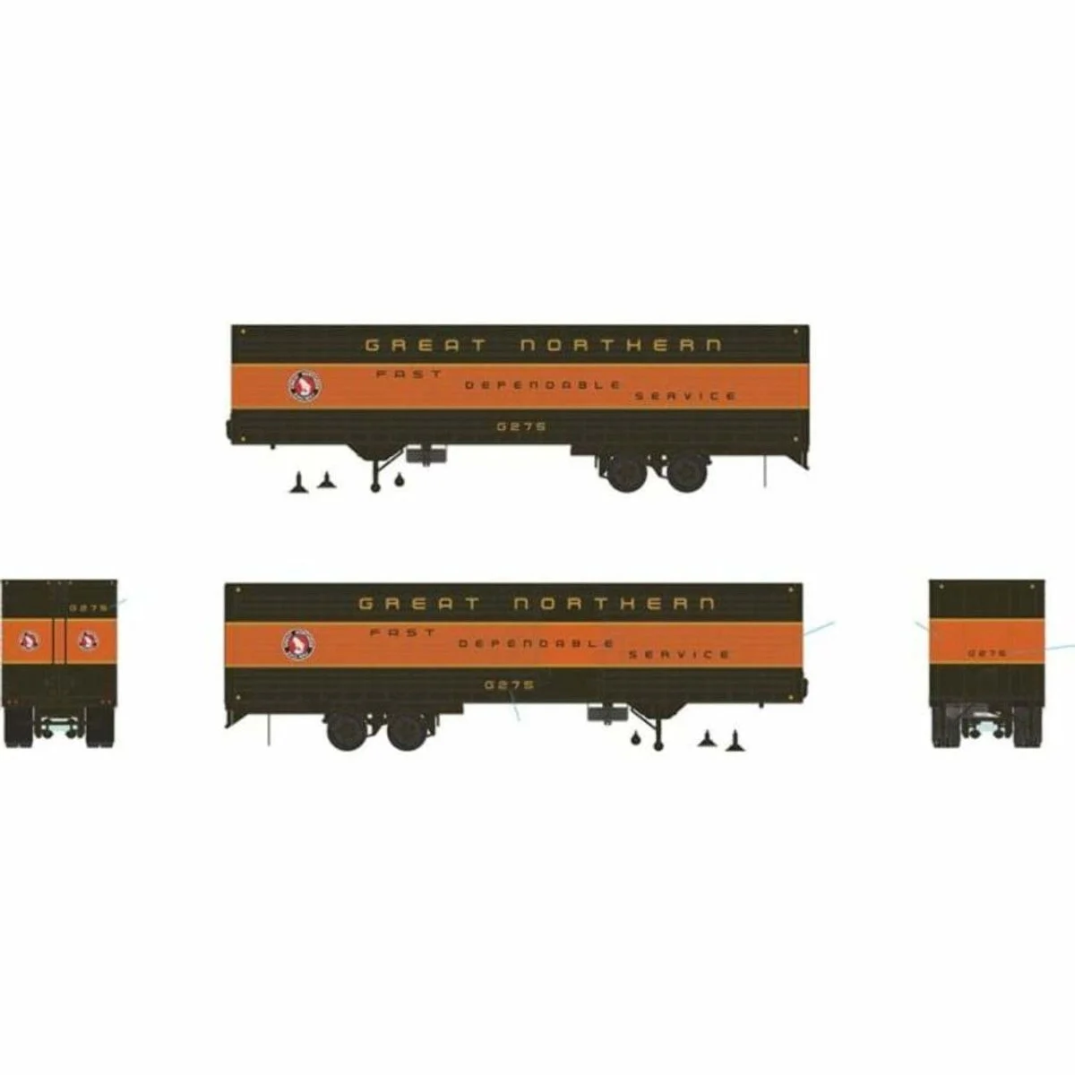 Rapido HO Scale Great Northern 40' Fruehauf Fluted Side Volume Van #G279 - 403041