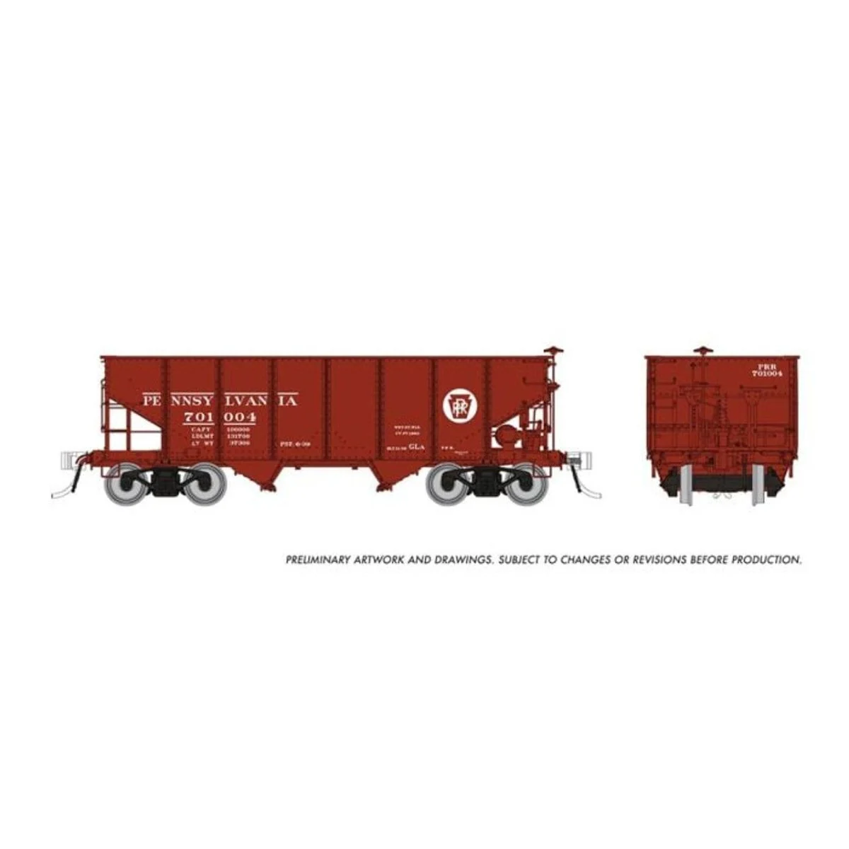 Rapido HO Scale Pennsylvania GLa 2-Bay Hopper Circle Keystone Single #3 - 148010A