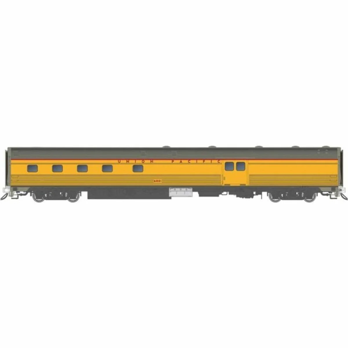 Rapido HO Scale Union Pacific Yellow Budd Baggage-Dorm Passenger Car 6002 - 114043