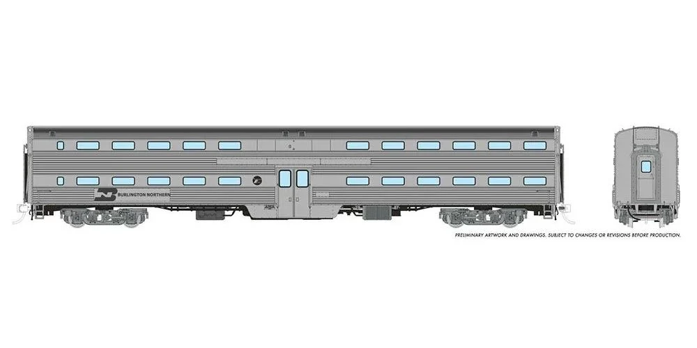 Rapido HO Scale Burlington Northern Gallery Commuter Coach Unnumbered RAP145003