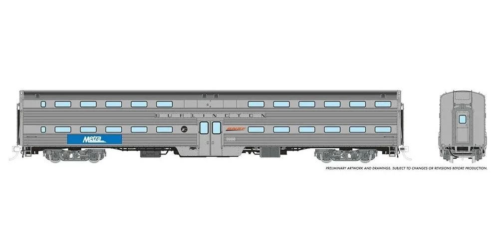 Rapido HO Scale Metra "Burlington" Gallery Commuter Coach Unnumbered RAP145006