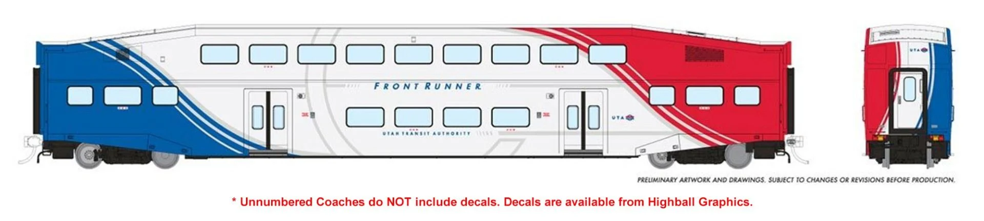 Rapido HO Utah Front Runner BiLevel Commuter Coach 146035