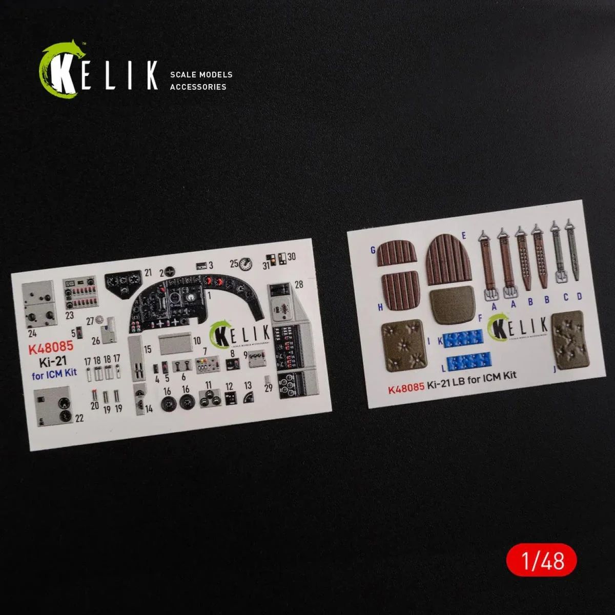 1/48 Reskit KI-21 interior 3D decals for ICM kit