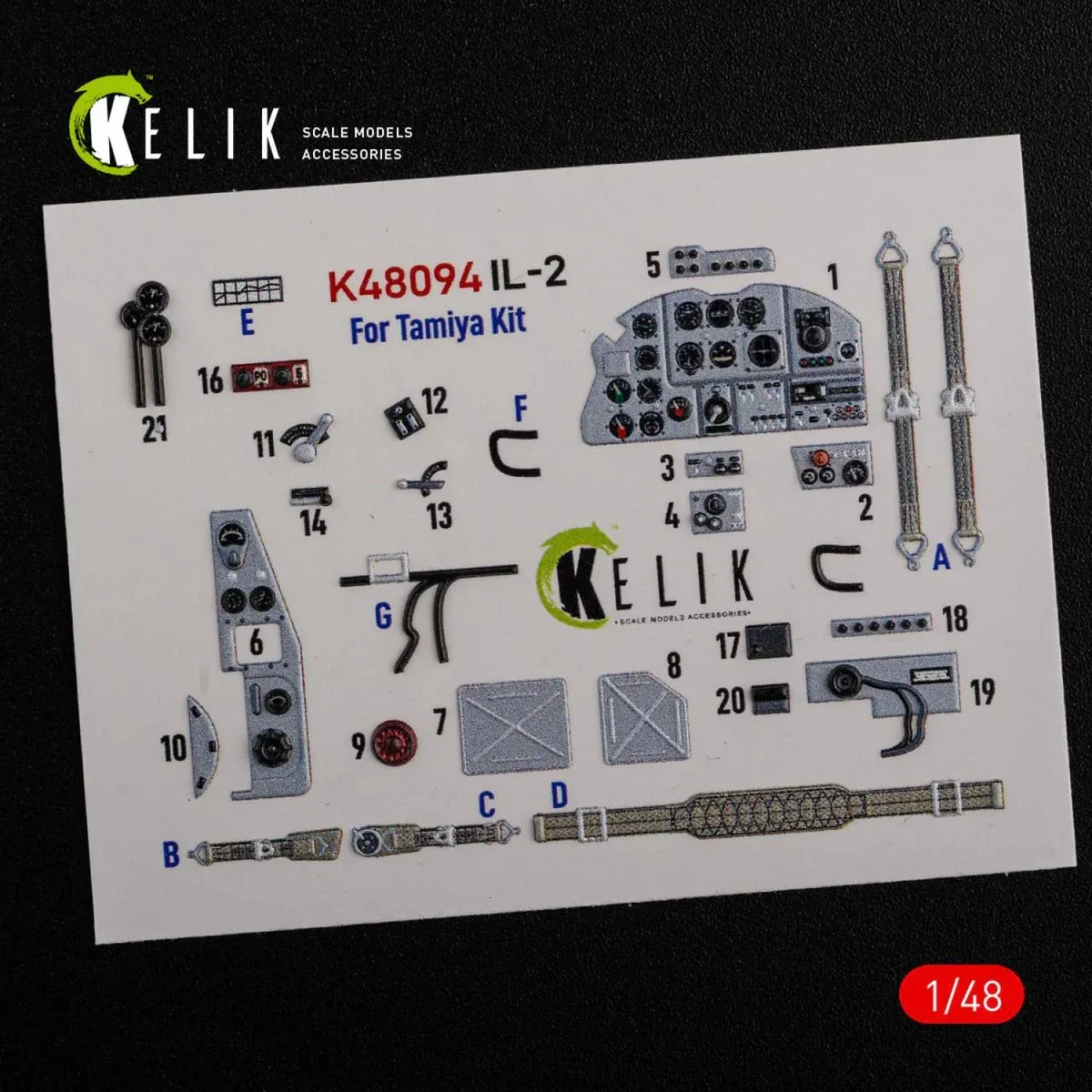 1/48 Reskit IL-2 Shturmovik interior 3D decals for Tamiya kit