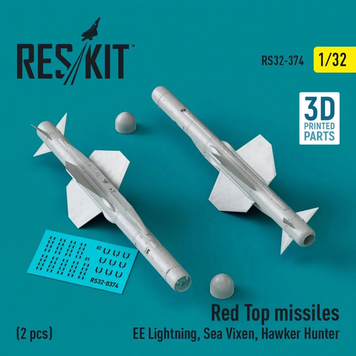 1/32 Reskit Red Top missiles (2 pcs) (EE Lightning, Sea Vixen, Hawker Hunter) (3D Printed)