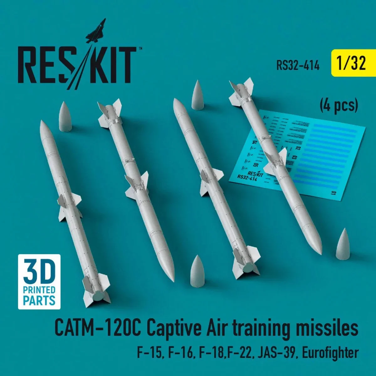 1/32 Reskit L5CATM-120C Captive air training missiles (4 pcs) (3D Printed)