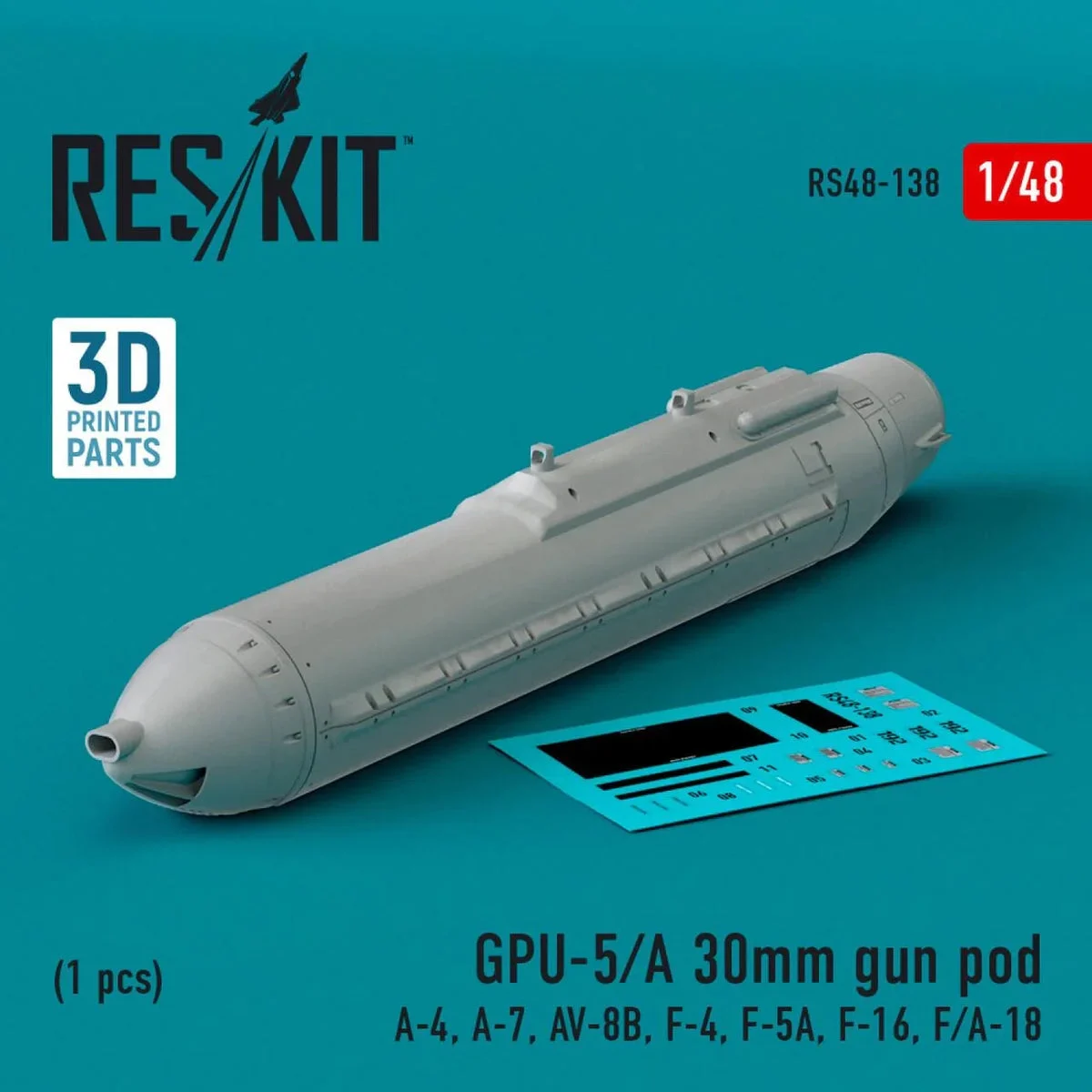 1/48 Reskit GPU-5/A 30mm gun pod (1 pcs) (3D Printed)