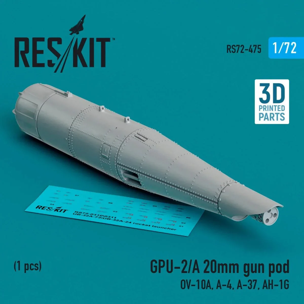 1/72 Reskit GPU-2/A 20mm gun pod (1 pcs) (3D Printed)