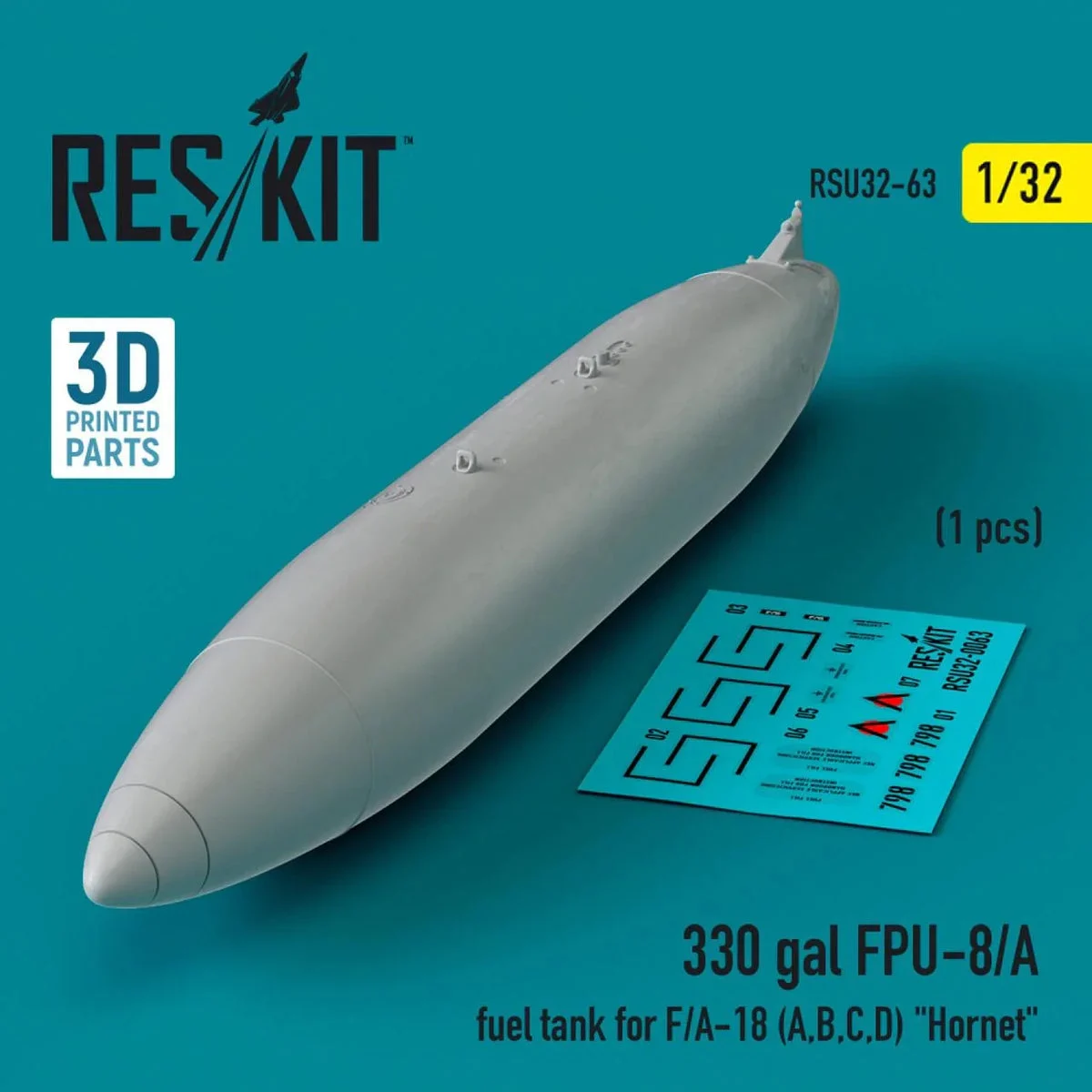 1/32 Reskit L5330 gallon FPU-8/A fuel tank for F/A-18 (A,B,C,D) Hornet (1 pcs) (3D Printed)