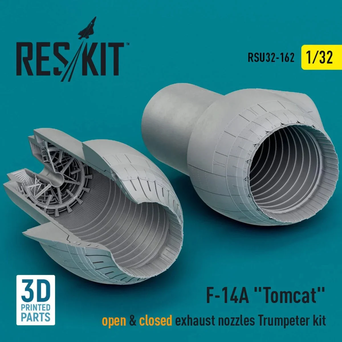 1/32 Reskit L5F-14A Tomcat open & closed exhaust nozzles Trumpeter kit (3D Printed)