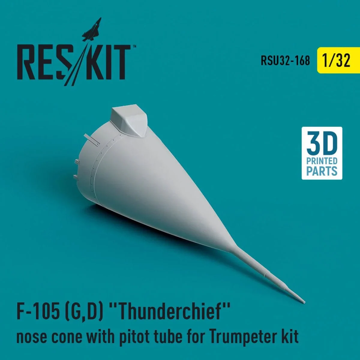 1/32 Reskit L5F-105 (G,D) Thunderchief nose cone with pitot tube for Trumpeter kit (3D Printed)