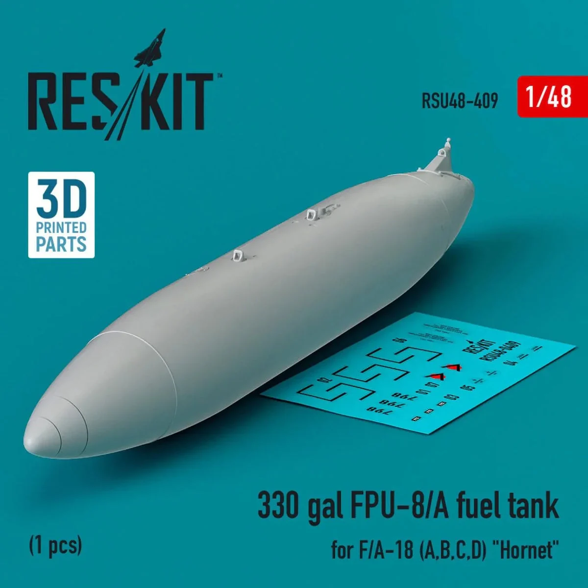 1/48 Reskit 330 gallon FPU-8/A fuel tank for F/A-18 Hornet (1 pcs) (3D Printed)