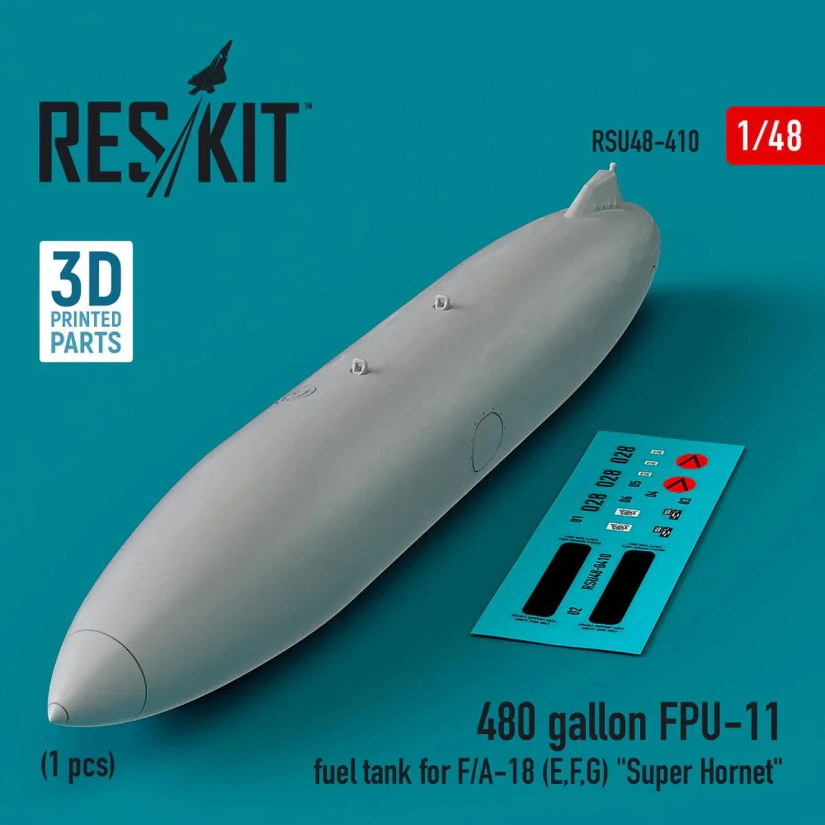 1/48 Reskit 480 gallon FPU-11 fuel tank for F/A-18 Super Hornet (1 pcs) (3D Printed)