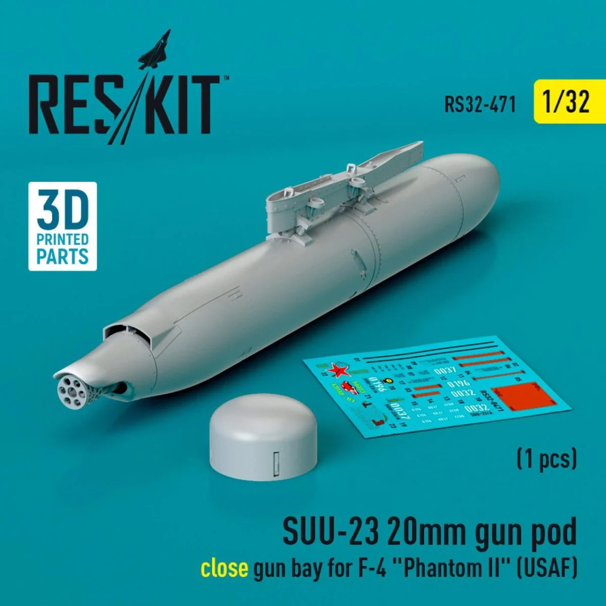 Reskit 1/32 Reskit L5SUU-23 20mm gun pod (close gun bay) for F-4 Phantom II (USAF) (1 pcs) (3D Printed) (1/32)