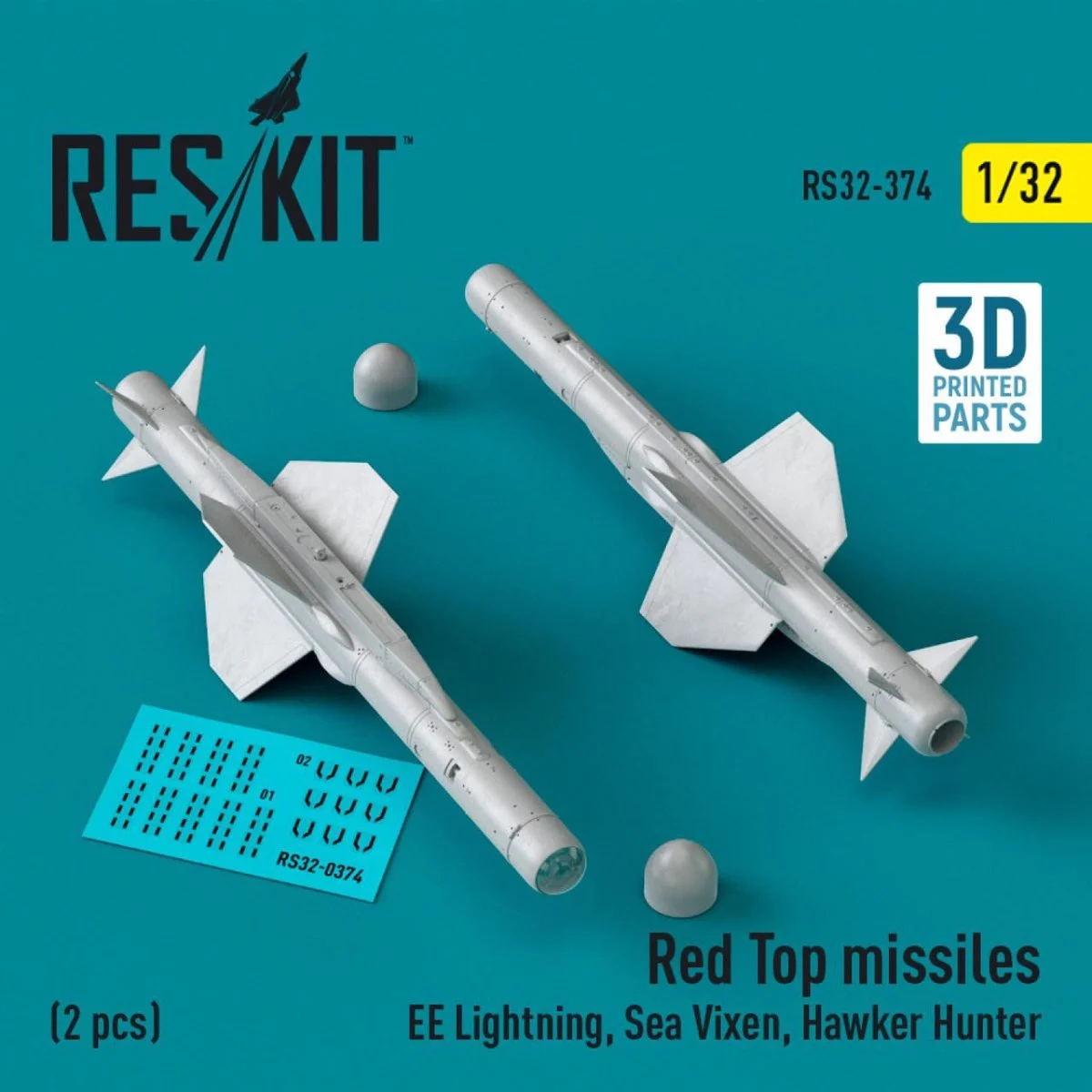 Reskit 1/32 Reskit Red Top missiles (2 pcs) (EE Lightning, Sea Vixen, Hawker Hunter) (3D Printed)