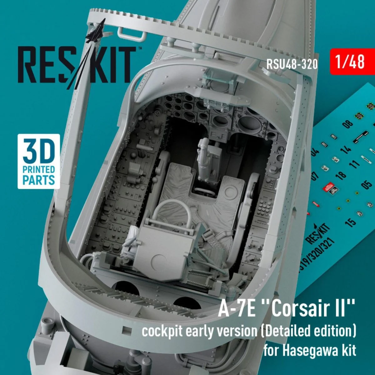 Reskit 1/48 Reskit A-7E Corsair II cockpit early version for Hasegawa kit (3D Printed) (1/48)