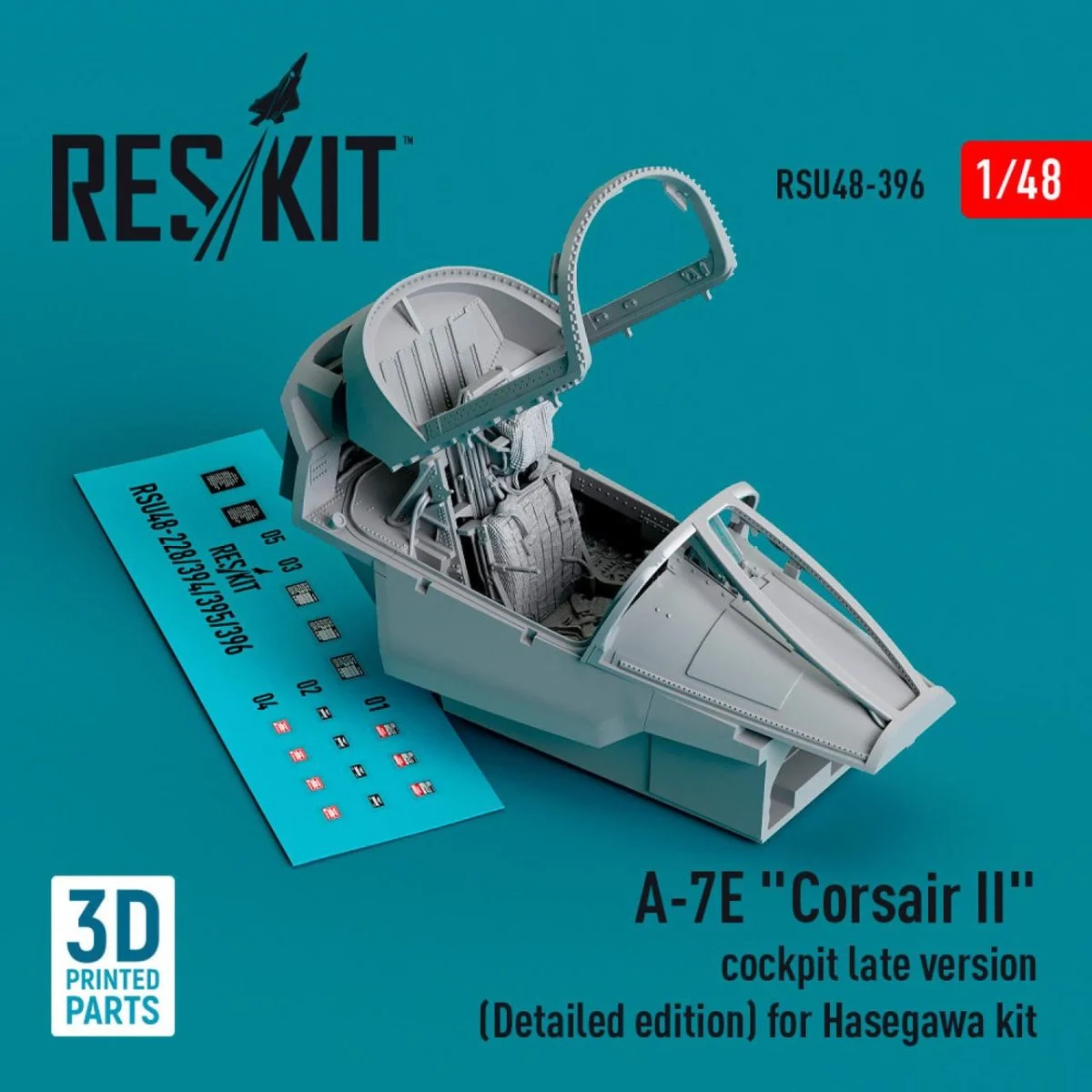 Reskit 1/48 Reskit A-7E Corsair II cockpit late version (Detailed edition) for Hasegawa kit (3D Printed) (1/48)