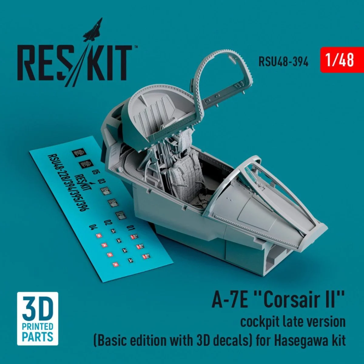 Reskit 1/48 Reskit A-7E Corsair II cockpit late version for Hasegawa kit (3D Printed) (1/48)
