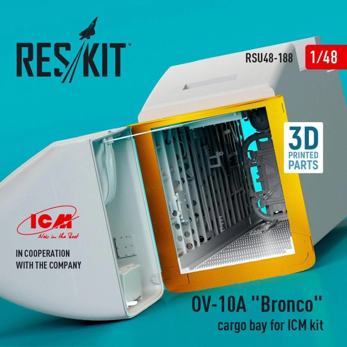 Reskit 1/48 Reskit OV-10A Bronco cargo bay for ICM kit (3D Printed) (1/48)