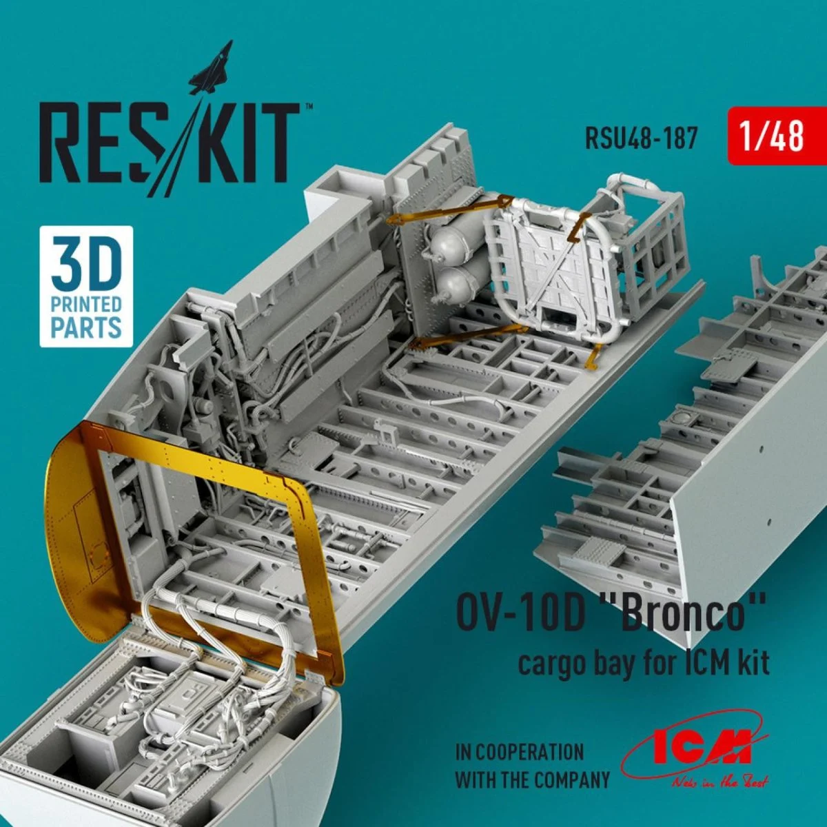 Reskit 1/48 Reskit OV-10D Bronco cargo bay for ICM kit (3D Printed) (1/48)