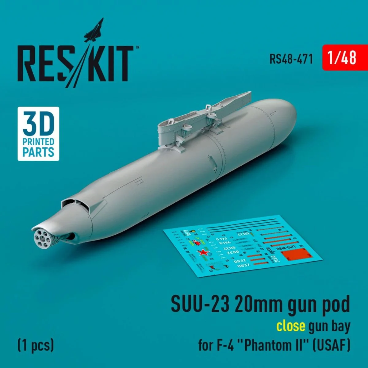 Reskit 1/48 Reskit SUU-23 20mm gun pod (close gun bay) for F-4 Phantom II (3D Printed) (1/48)