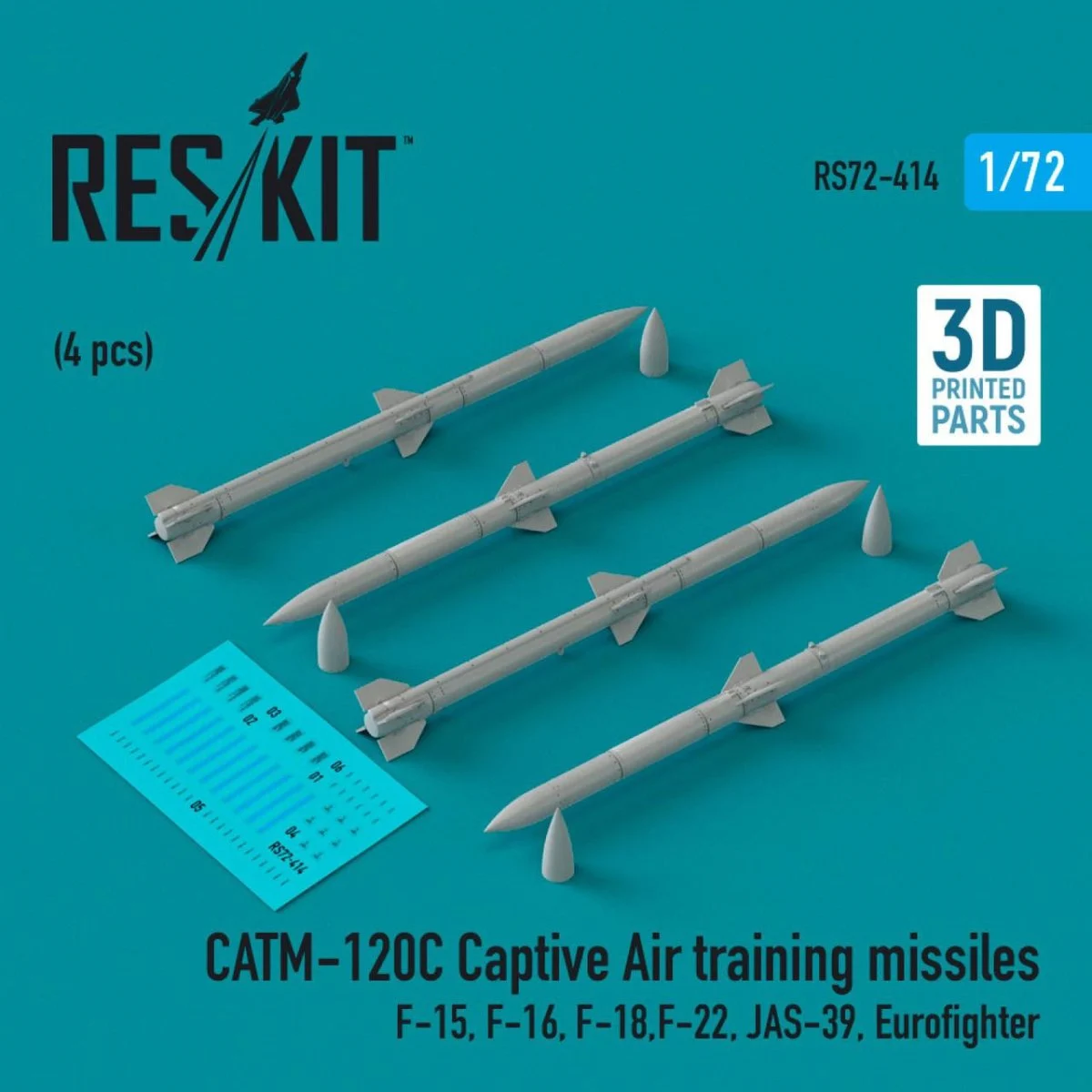 Reskit 1/72 Reskit CATM-120C Captive Air training missiles (4 pcs) (3D Printed) (1/72)