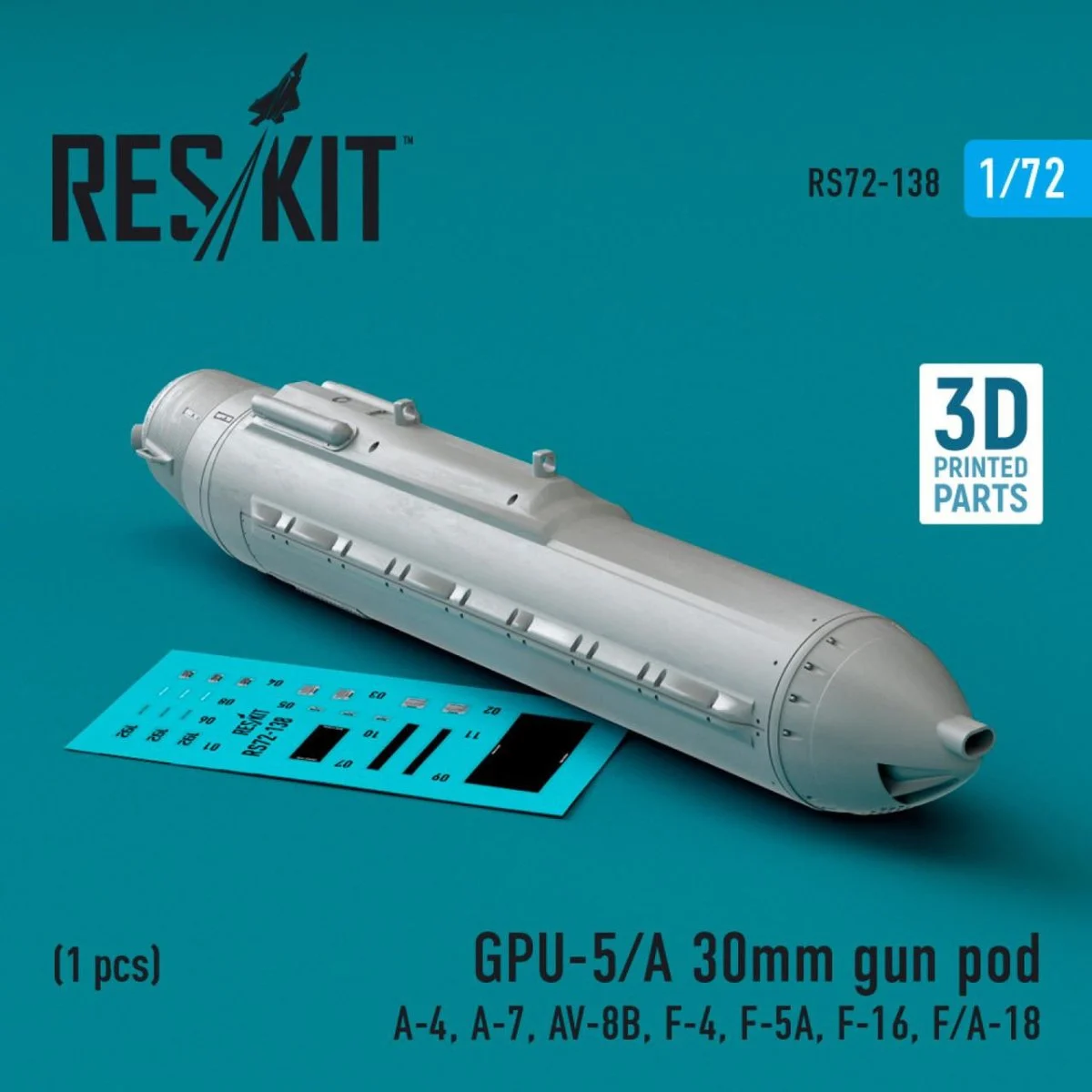 Reskit 1/72 Reskit GPU-5/A 30mm gun pod (1 pcs) (3D Printed) (1/72)