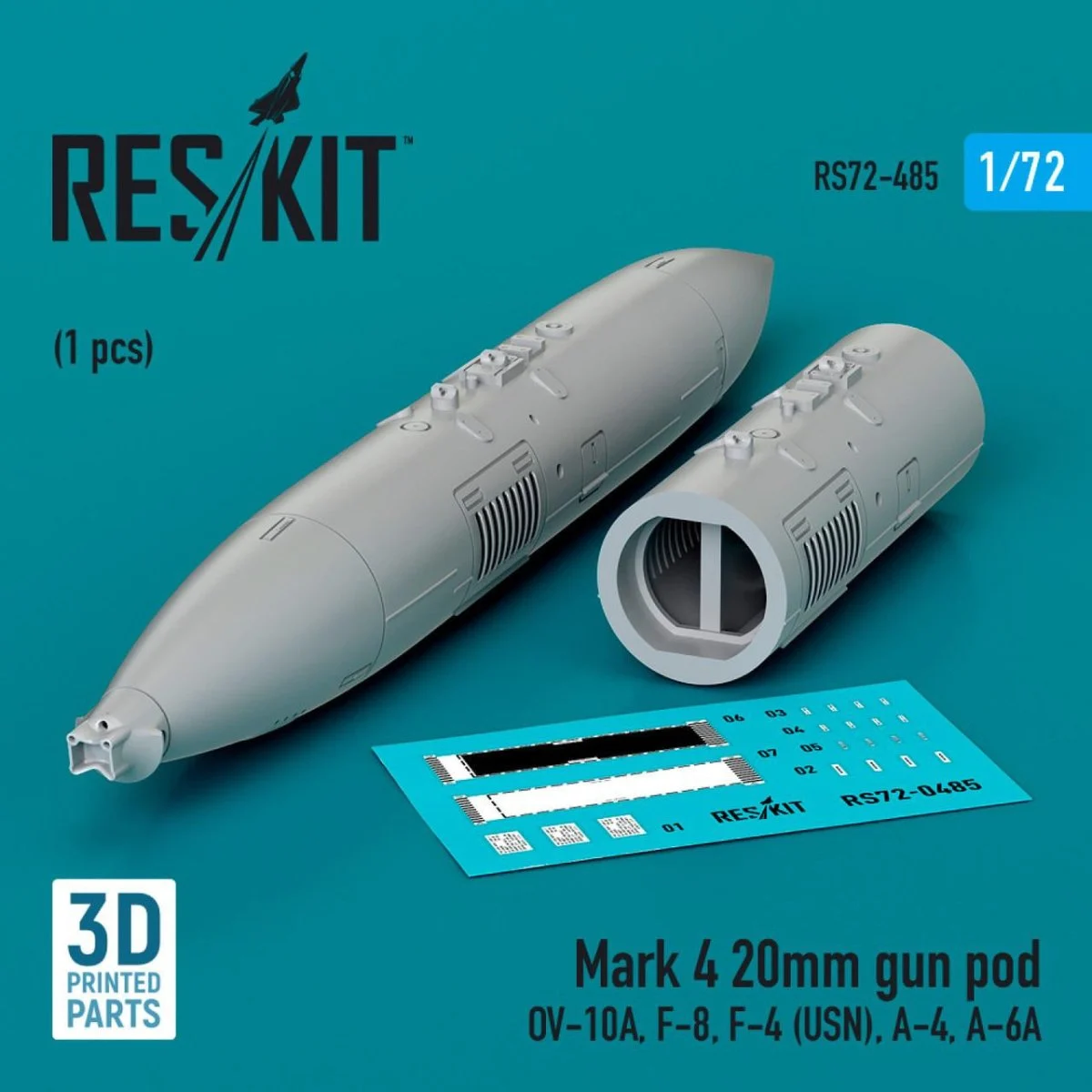 Reskit 1/72 Reskit Mark 4 20mm gun pod (1 pcs) (3D Printed) (1/72)